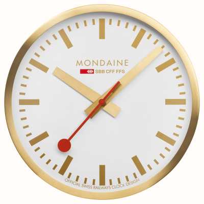 Mondaine Sbb 挂钟（40 厘米）白色表盘/金色铝制表壳 A995.CLOCK.17SBG