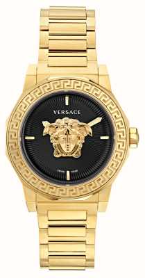 Versace 美杜莎装饰 (38 毫米) 黑色表盘 / 金质 PVD ​​不锈钢 VE7B00623