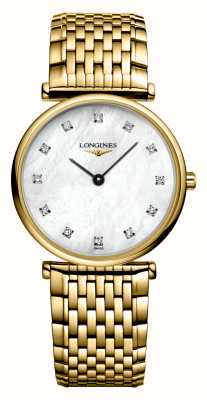 LONGINES La Grande Classique de Longines 镶钻 (29 毫米) 白色珍珠母贝表盘 / 金质 PVD ​​不锈钢 L45122878
