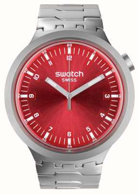 Swatch 大大胆讽刺猩红色闪光（47毫米）酒红色表盘/不锈钢 SB07S104G