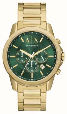 Armani Exchange 男士（44 毫米）绿色计时表盘/金色不锈钢表链 AX1746