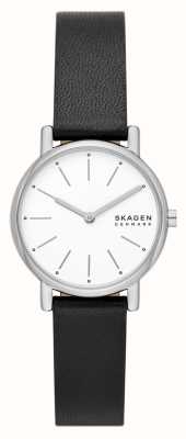 Skagen 女士签名里尔 (30 毫米) 白色表盘/黑色皮表带 SKW3120