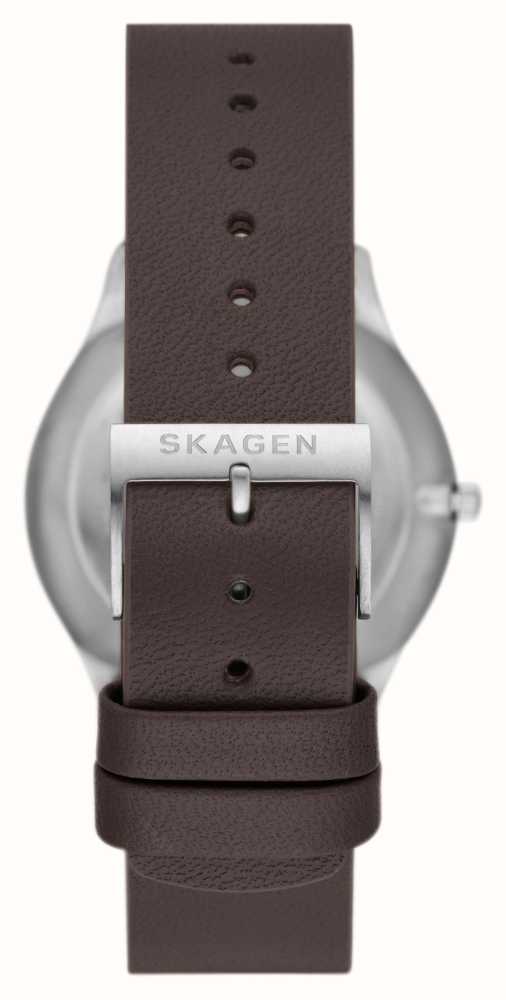 Skagen 男士sundby钛金属（40毫米）灰色表盘/黑色皮表带SKW6909