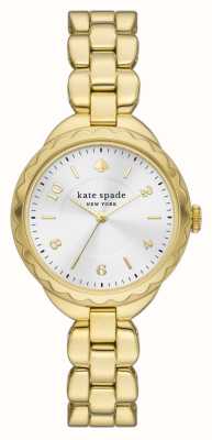 Kate Spade Morningside (34 毫米) 银色表盘 / 金色不锈钢表链 KSW1735