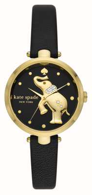Kate Spade Holland（34毫米）黑色大象表盘/黑色皮表带 KSW1813