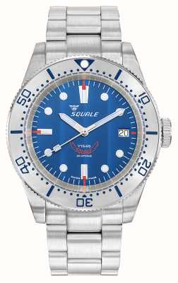 Squale 1545 钢蓝色（40 毫米）蓝色日内瓦波纹表盘 / 精钢表链 1545SSBLC.AC