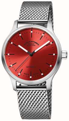 Mühle Glashütte Panova 红色自动腕表（40 毫米）红色太阳纹表盘 / 不锈钢米兰表链 M1-40-78-MB
