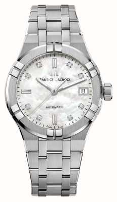 Maurice Lacroix Aikon 自动日期显示（35 毫米）珍珠母贝表盘/不锈钢表链 AI6006-SS002-170-1