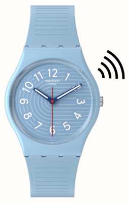 Swatch 时尚线条天上付钱！ （34毫米）蓝色表盘/蓝色硅胶表带 SO28S104-5300