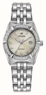 Citizen 女士 corso eco-drive（28 毫米）香槟色表盘/不锈钢表链 EW2710-51X