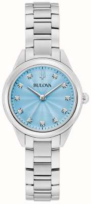 Bulova 萨顿钻石石英（28 毫米）淡蓝色表盘/不锈钢表链 96P250