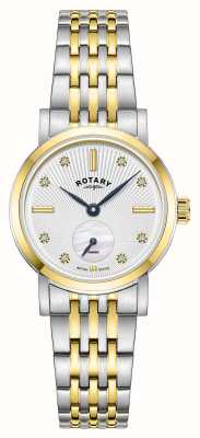 Rotary 正装小秒针石英（27毫米）白色扭索饰纹表盘/双色不锈钢表链 LB05321/29/D