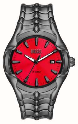 Diesel 男士 vert（44 毫米）红色表盘/青铜色不锈钢表链 DZ2199
