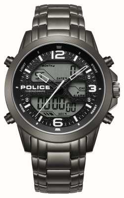 Police Rig 混合计时码表（47 毫米）黑色表盘/青铜色不锈钢表链（展示品） PEWJJ2194702 EX-DISPLAY