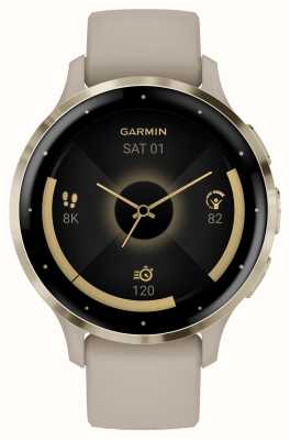 Garmin Venu 3s 软金不锈钢表圈搭配法式灰色表壳和硅胶表带 010-02785-02