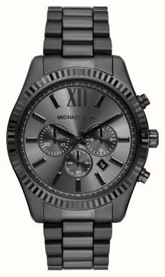 Michael Kors 男士列克星敦（44毫米）黑色计时表盘/黑色不锈钢表链 MK9154