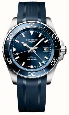 LONGINES Hydroconquest GMT 自动腕表（43 毫米）蓝色太阳纹表盘 / 蓝色橡胶表带 L38904969