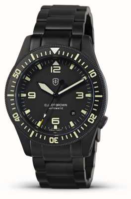 Elliot Brown Holton 专业自动腕表（43 毫米）黑色表盘/喷砂青铜灰色 pvd 表链 101-A10-B09