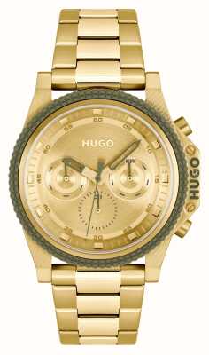 HUGO 男士 #brave (46 毫米) 金色表盘/金色不锈钢表链 1530349