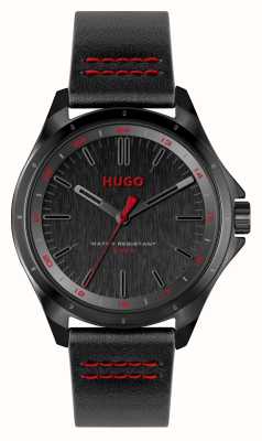 HUGO 男士 #complete（42 毫米）黑色表盘/黑色皮表带 1530321