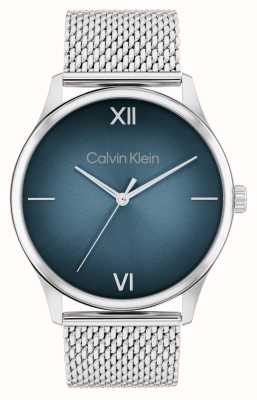 Calvin Klein 男式 Ascend（43 毫米）蓝色表盘/不锈钢网状表链 25200450