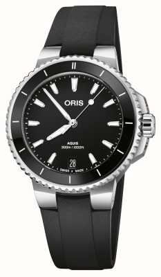 ORIS Aquis 日期自动腕表（36.5 毫米）黑色表盘/黑色橡胶表带 01 733 7792 4154-07 4 19 64FC