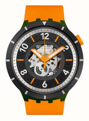 Swatch 自然之力秋季限定款（47mm）黑色镂空表盘/橙色硅胶表带 SB03G107