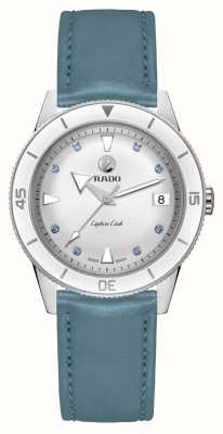 RADO 女款库克船长自动腕表（37 毫米）银色蓝宝石镶嵌表盘/可更换表带套装 R32500718