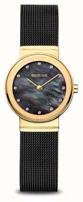 Bering 女款经典款（26 毫米）黑色珍珠贝母表盘/黑色不锈钢网状表链 10126-132