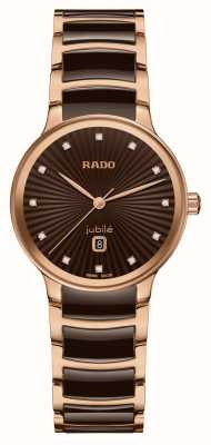 RADO Centrix 钻石石英（30.5 毫米）棕色表盘/棕色高科技陶瓷和 pvd 不锈钢表链 R30024732