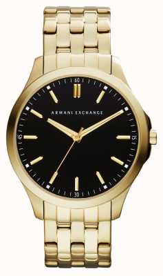 Armani Exchange 男装 |黑色表盘|金色不锈钢手链 AX2145