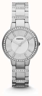 Fossil 女装弗吉尼亚 |银色表盘|水晶套装|不锈钢手链 ES3282
