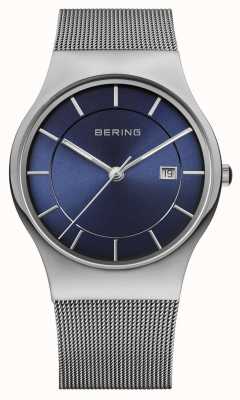 Bering 男士米兰网眼表带蓝面腕表 11938-003