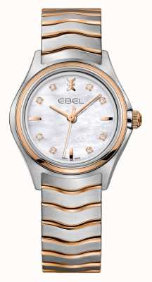 EBEL Wave lady - 8 颗钻石（30 毫米）珍珠贝母表盘 / 18k 玫瑰金和精钢 1216324