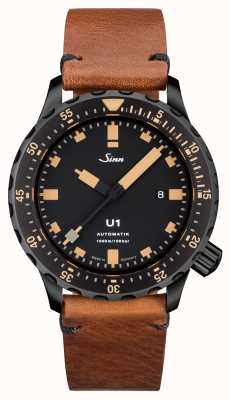 Sinn U1 se u-boat钢质复古棕色皮革V形针 1010.023
