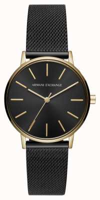 Armani Exchange 女装 |黑色表盘|黑色不锈钢网状手链 AX5548