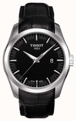 Tissot 男装女装黑色表盘黑色皮革表带日期 T0354101605100