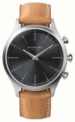Kronaby Sekel 混合智能手表（41 毫米）黑色表盘/棕色意大利皮革表带 S3123/1
