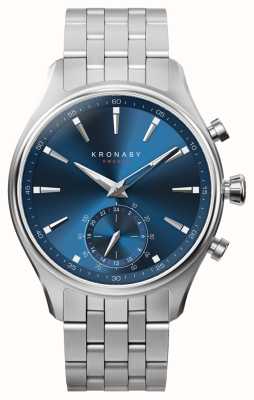 Kronaby Sekel 混合智能手表（41 毫米）蓝色表盘/5 链节不锈钢表链 S3119/1