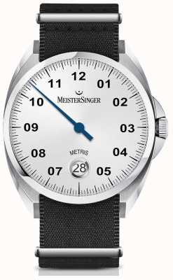 MeisterSinger Metris自动不透明银表盘尼龙黑色表带 ME901