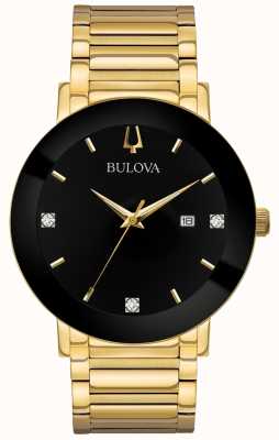 Bulova 男士现代手表金色手链黑色表盘 97D116