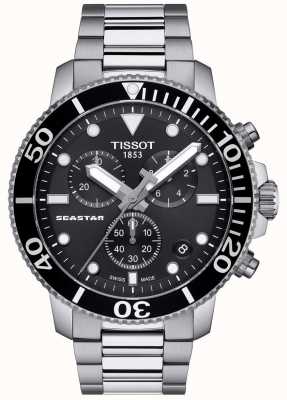 Tissot 男士 seastar 1000 石英计时码表黑色/不锈钢 T1204171105100