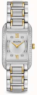 Bulova 女士银色钻石镶嵌石英 98R227