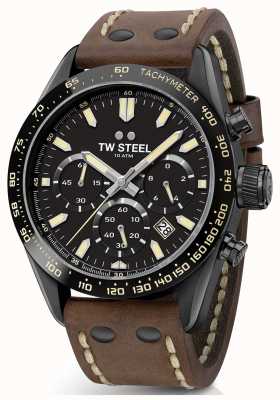 TW Steel |男士棕色皮革表带| 高分辨率照片| CLIPARTO黑色计时码表| CHS1