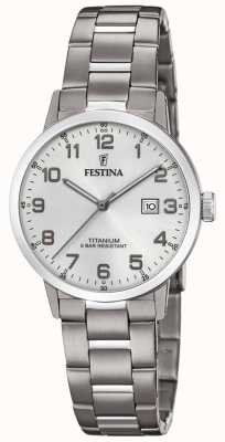 Festina |女士钛金属手表| 高分辨率照片| CLIPARTO银色表盘|钛手链| F20436/1