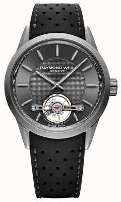 Raymond Weil 男士 |自由职业者自动灰色表盘|黑色橡胶表带| 2780-TIR-60001