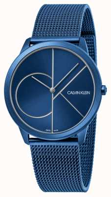 Calvin Klein 最小|蓝色网状手链|蓝色表盘| K3M51T5N