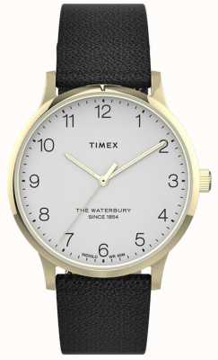 Timex |女子沃特伯里| 高分辨率照片| CLIPARTO黑色皮表带|白色表盘| TW2T75200