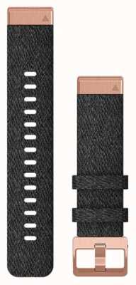 Garmin 仅限Quickfit 20手表表带，黑色皮革尼龙搭配玫瑰金配件 010-12874-00
