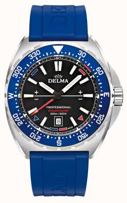 Delma Oceanmaster石英|蓝色橡胶表带|黑色表盘 41501.676.6.048